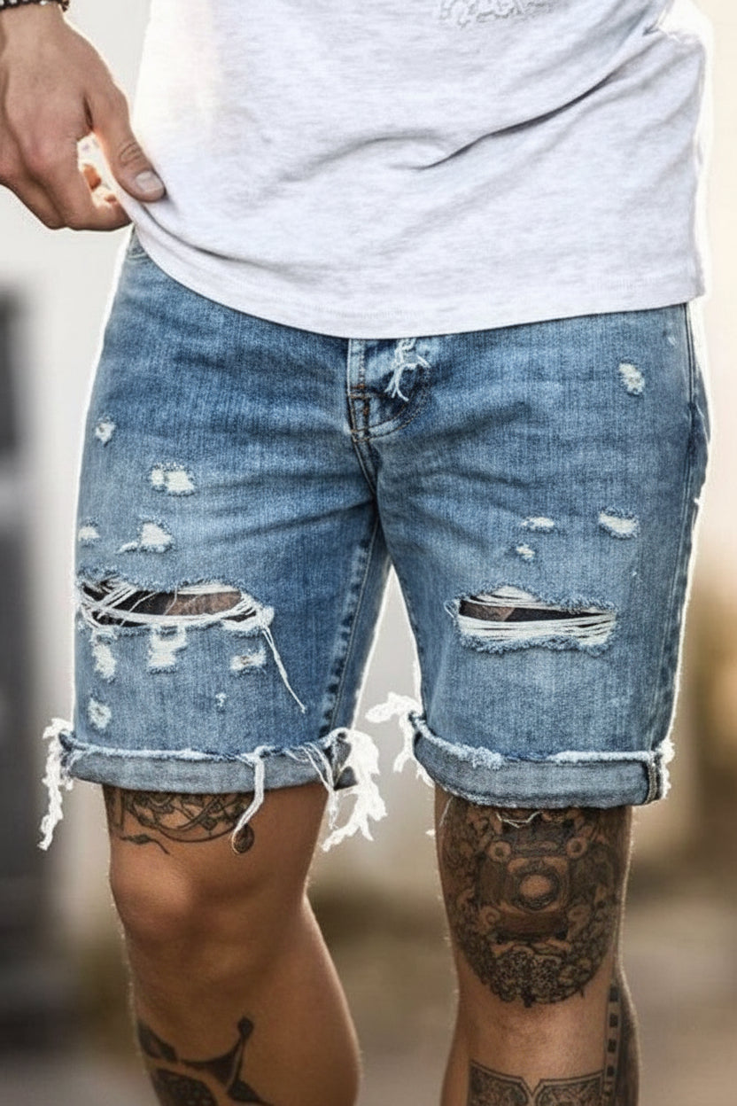 Men's Casual Loose Ripped Denim Shorts