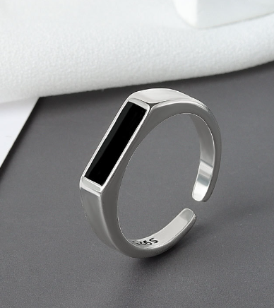 Sterling Silver Cool Wind Black Ring