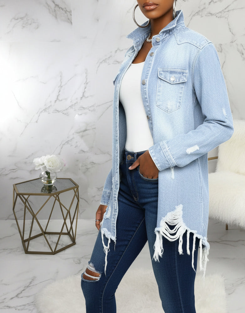 Women's Ripped Denim Jacket