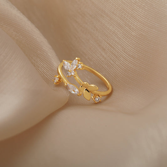 Fresh Flower Adjustable Zircon Ring