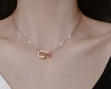 Chomel S925 Silver Women's Double Ring Necklace