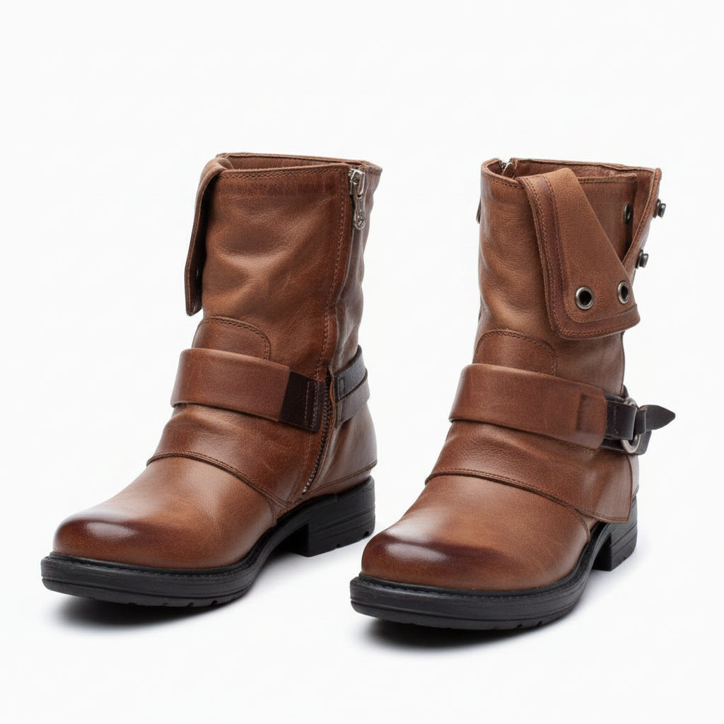 Comfortable Low Heel Ankle Boots with Buckle