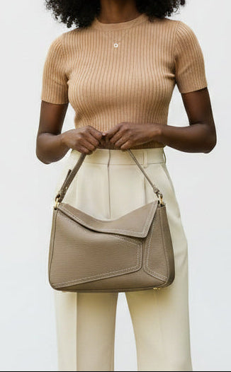 Geometric Cowhide Pillow Shoulder Bag