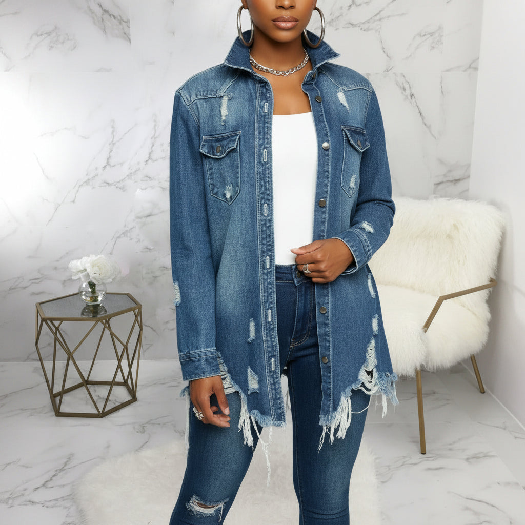 Women's Ripped Denim Jacket