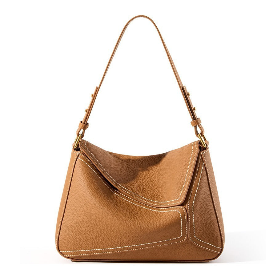 Geometric Cowhide Pillow Shoulder Bag