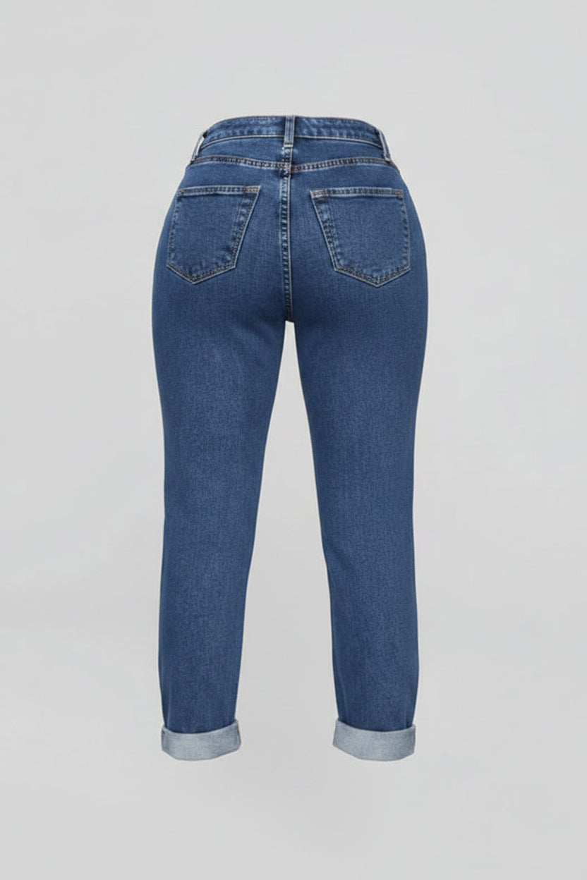 High-Waist Loose Straight-Leg Jeans