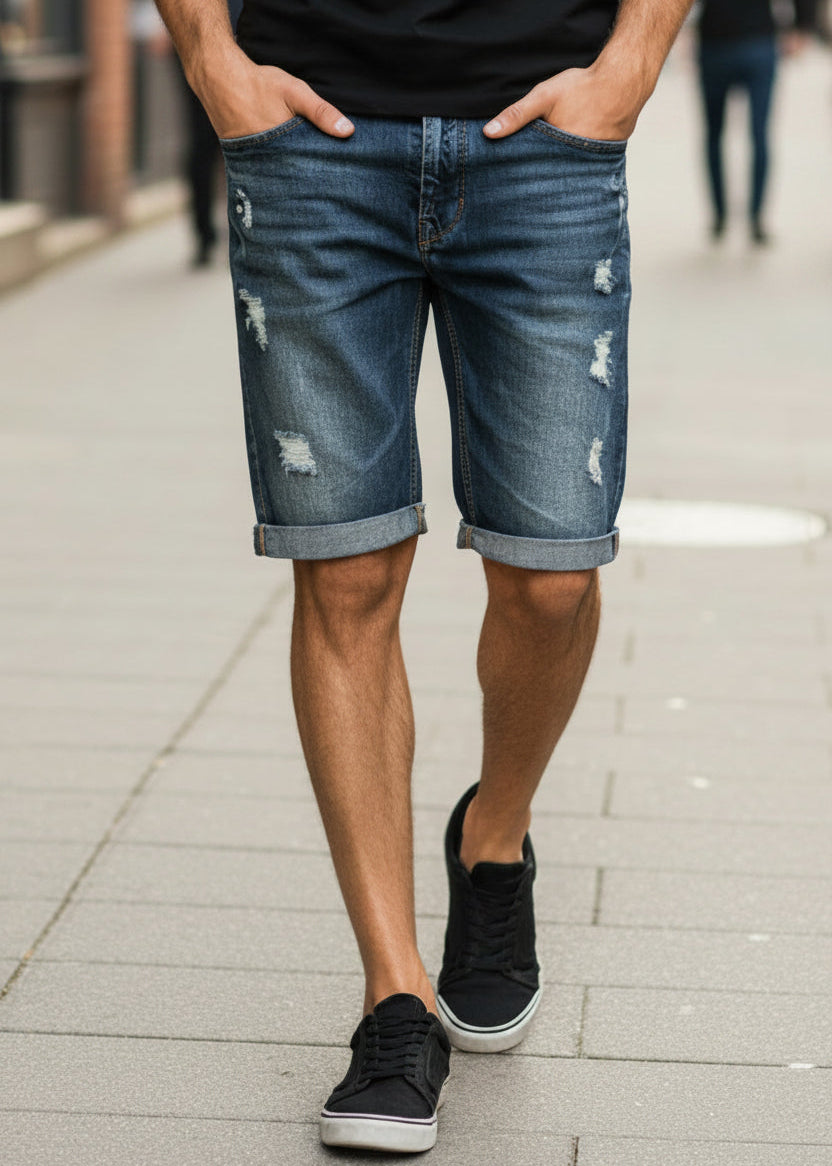 Men's Loose Ripped Denim Shorts