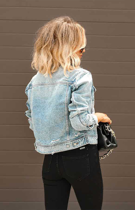 Women's Cropped Ripped Denim Jacket