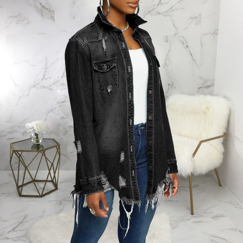 Women's Ripped Denim Jacket