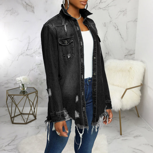 Women's Ripped Denim Jacket