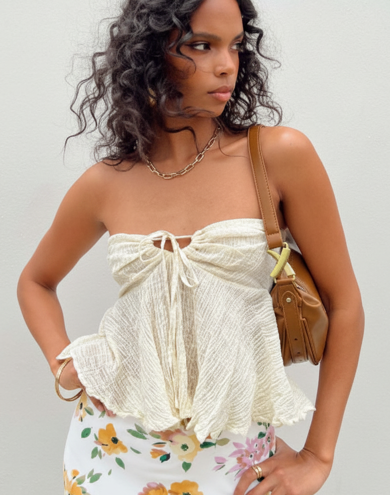 CHRONSTYLE Strapless Ruffled Tube Top