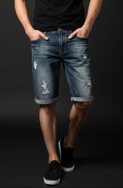 Men's Loose Ripped Denim Shorts