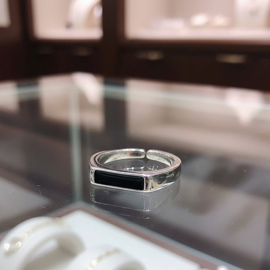 Sterling Silver Cool Wind Black Ring