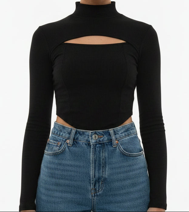 Women's High Neck Long-Sleeve T-Shirt