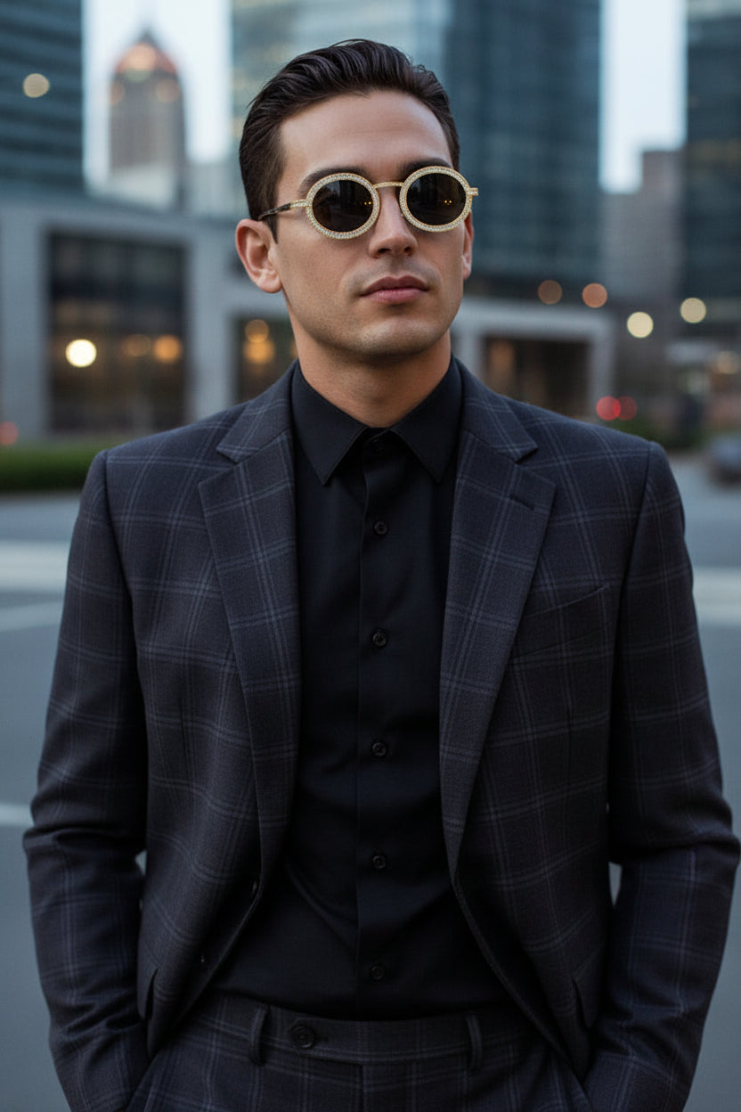 Trendy High-End Metal Diamond-Studded Sunglasses