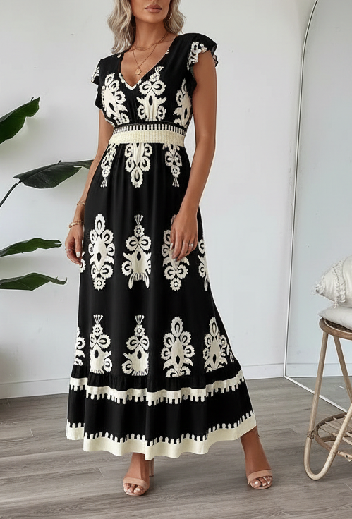 Women's Beach Print Swing Dress