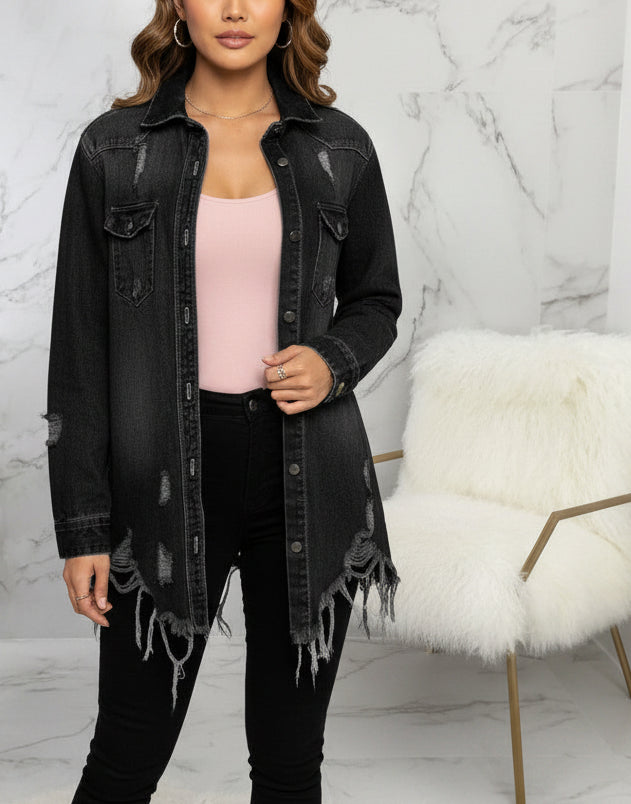 Women's Ripped Denim Jacket