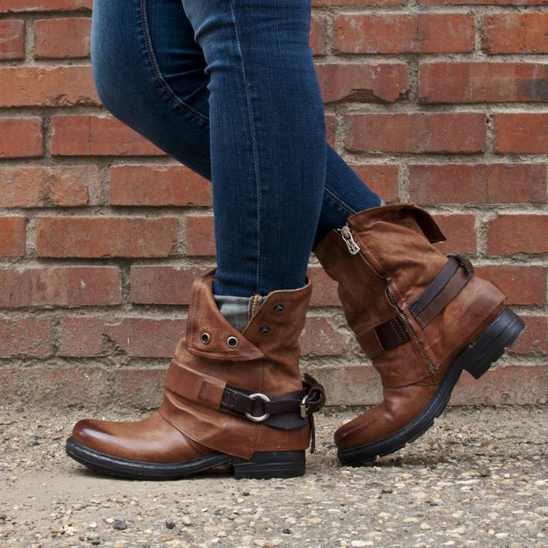 Comfortable Low Heel Ankle Boots with Buckle