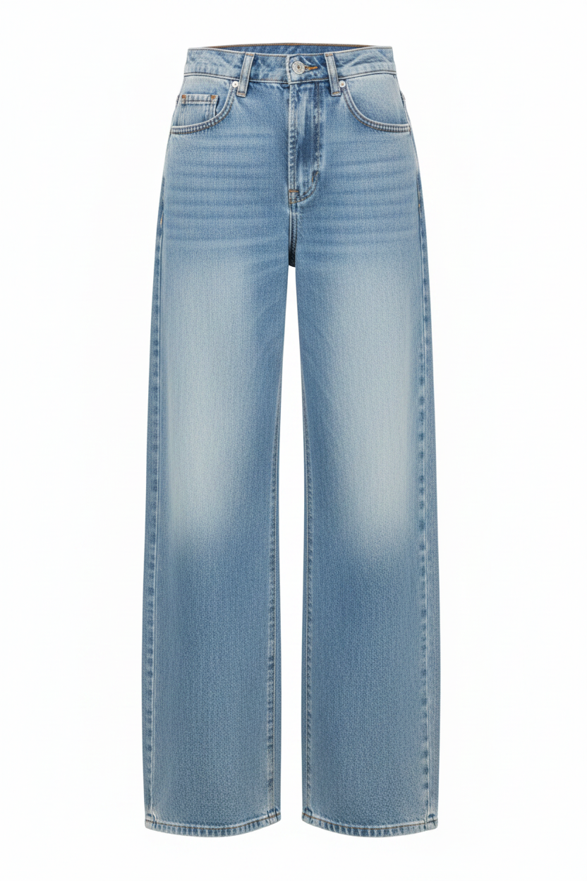 Women's High Waist Wide Leg Retro Denim Jeans