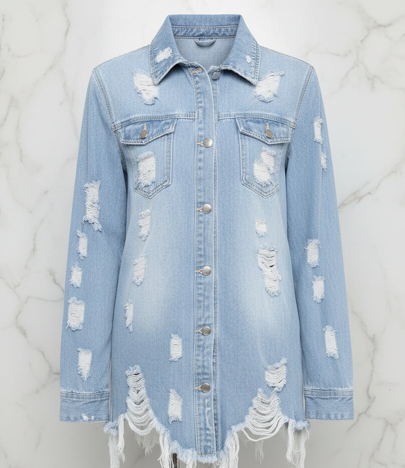 Women's Ripped Denim Jacket