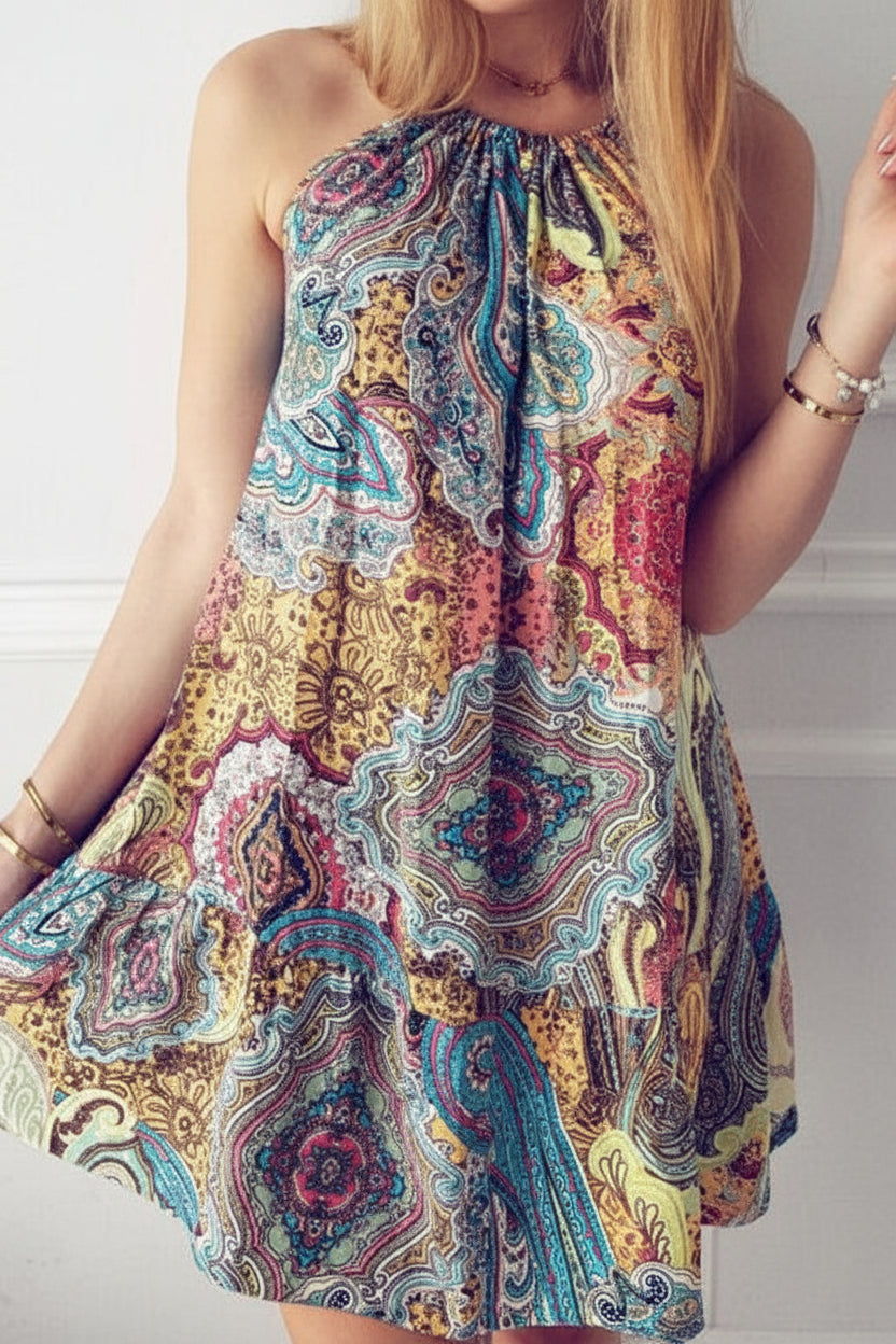 Bohemian Ocean Print Beach Dress