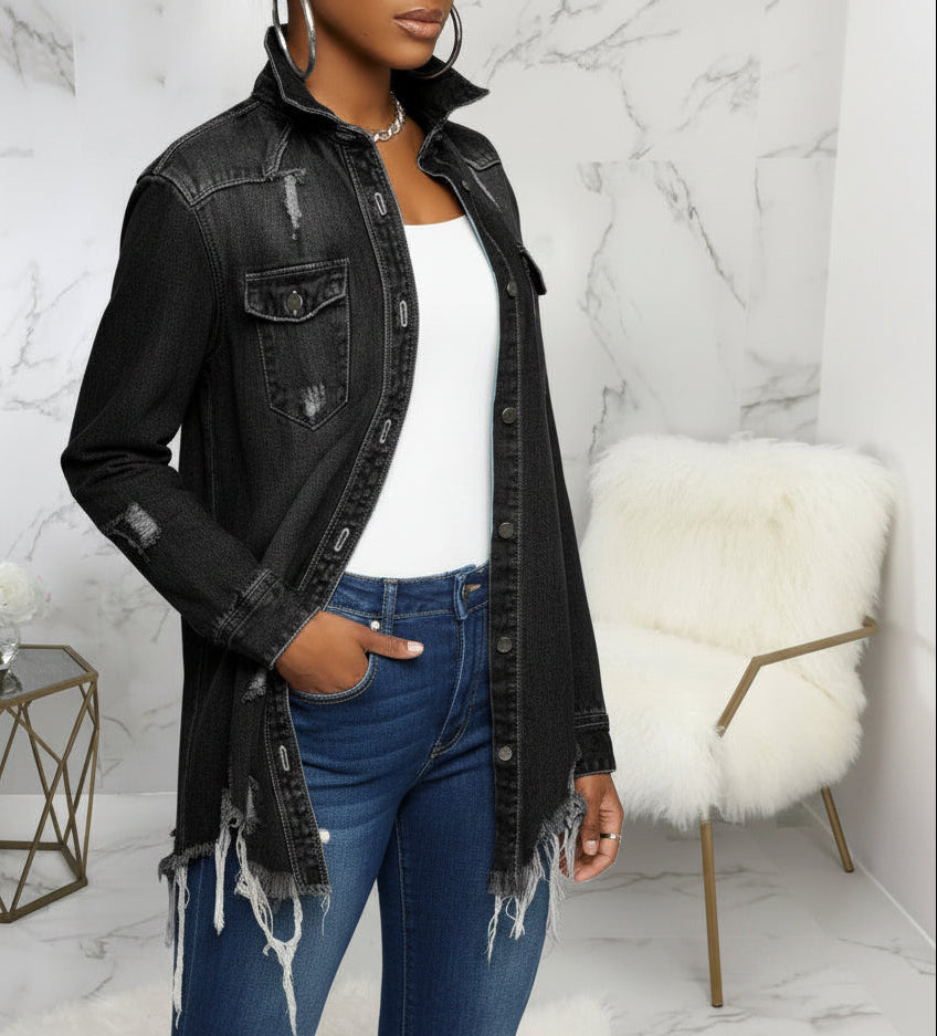 Women's Ripped Denim Jacket