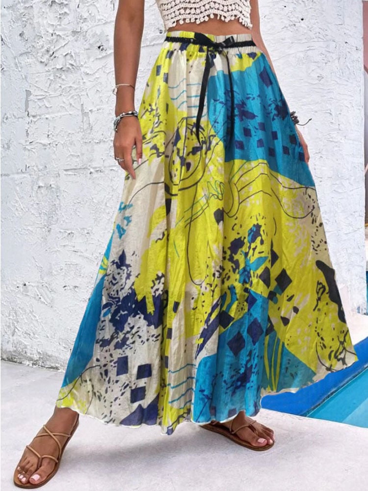 Women's Bohemian Print A-Line Beach Dress