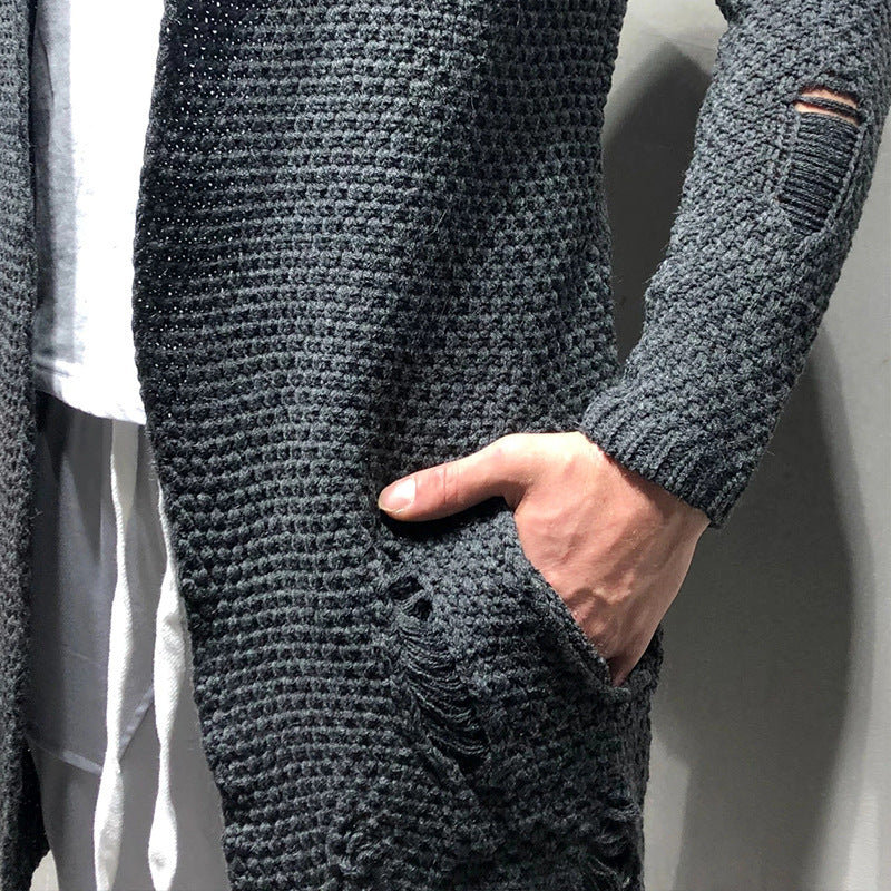 Men's Knitted Long Cardigan