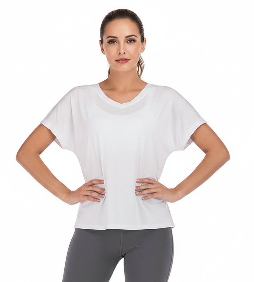 V-Neck Sports T-Shirt - Open Back