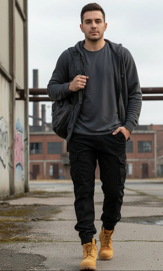 Men's Cargo Pants - Cotton Fleece Joggers