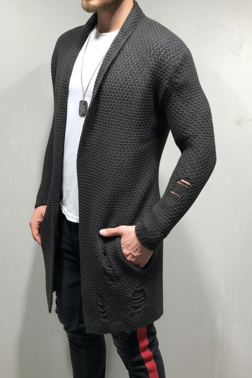 Men's Knitted Long Cardigan