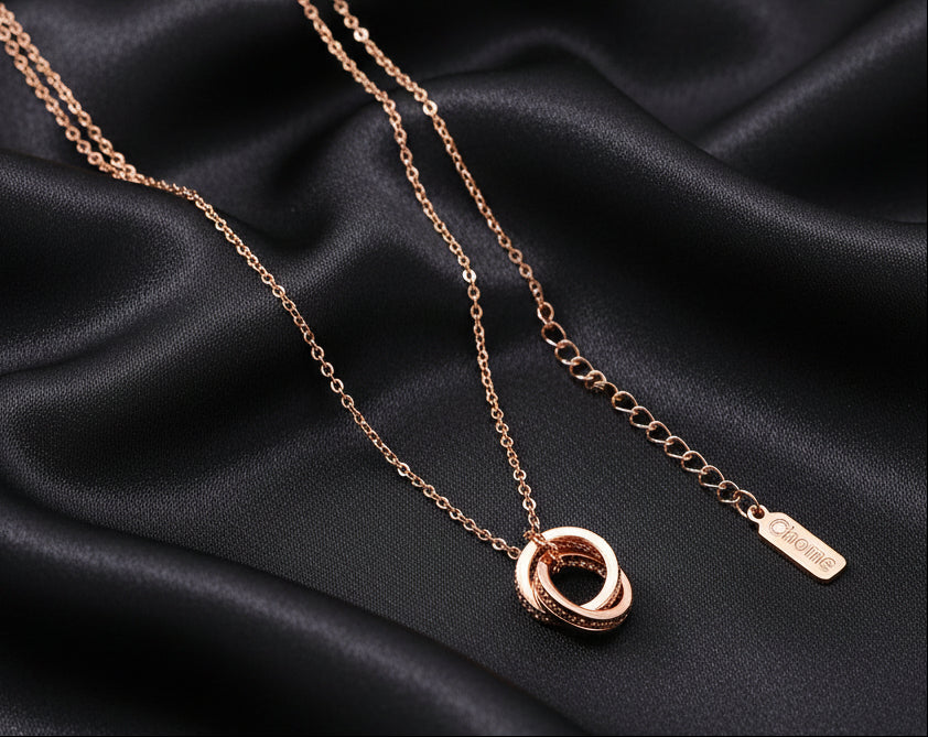 Chomel S925 Silver Women's Double Ring Necklace