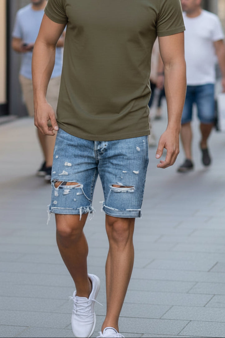 Men's Casual Loose Ripped Denim Shorts