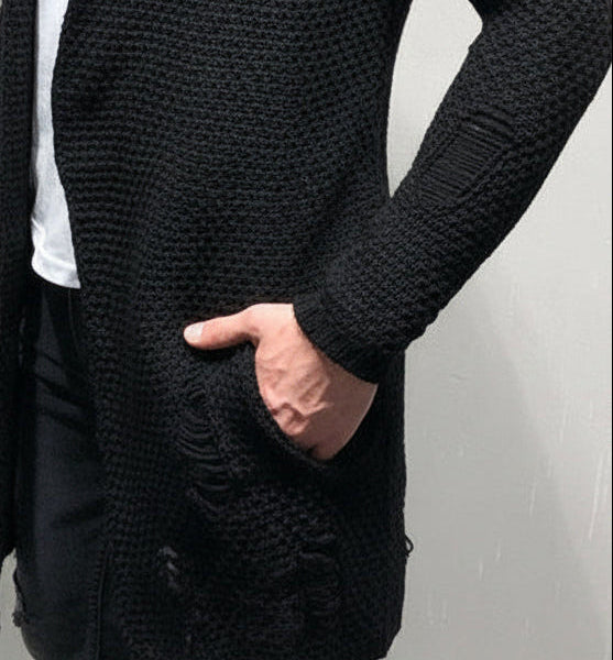 Men's Knitted Long Cardigan