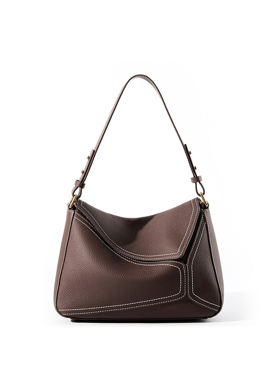 Geometric Cowhide Pillow Shoulder Bag