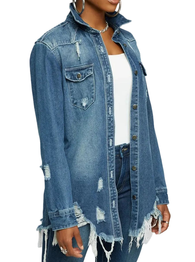 Women's Ripped Denim Jacket