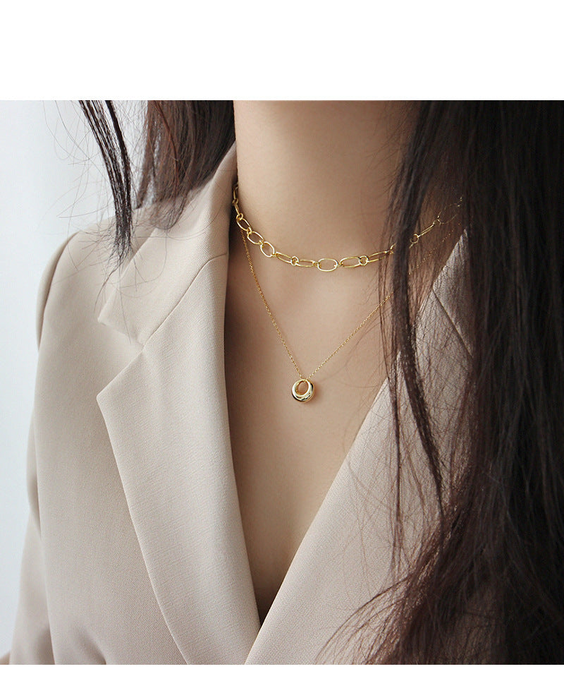 Minimalist Silver Circle Pendant Necklace