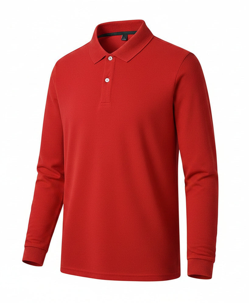Pearl Cotton Long-Sleeve Polo
