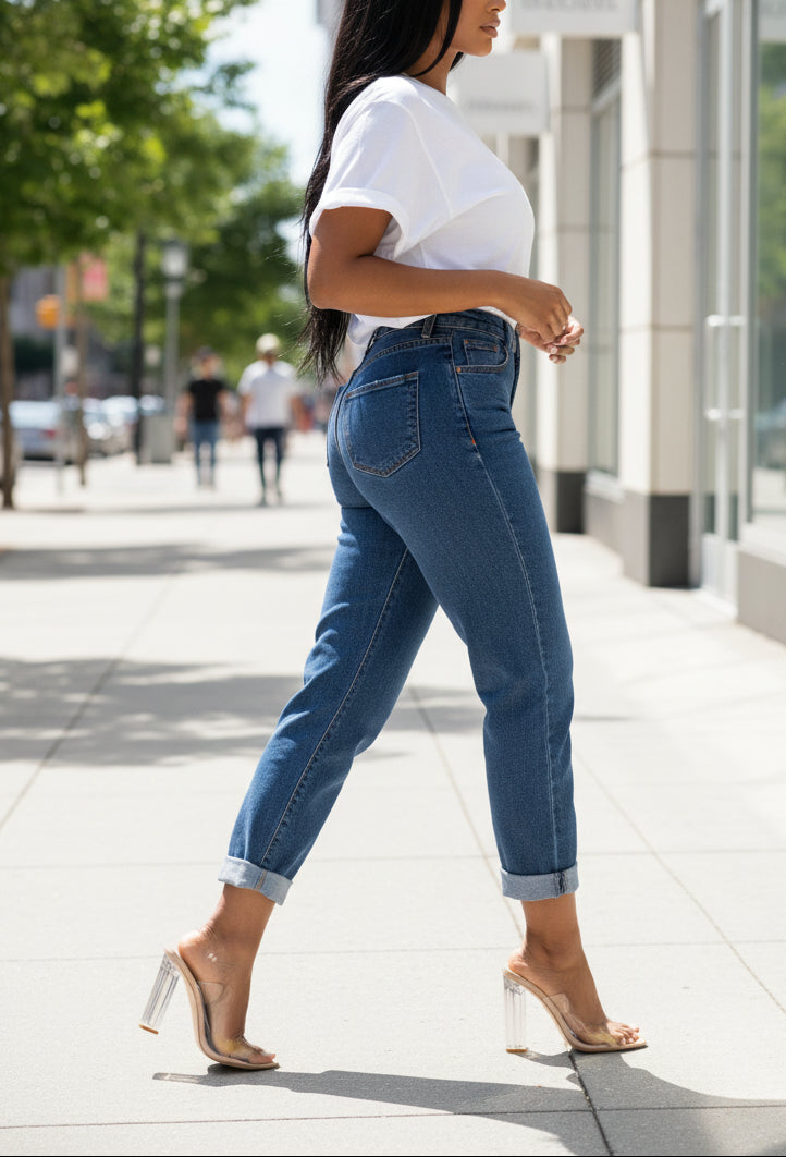 High-Waist Loose Straight-Leg Jeans