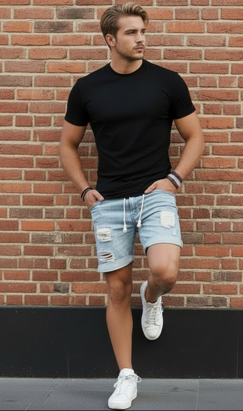 Men's Casual Loose Ripped Denim Shorts