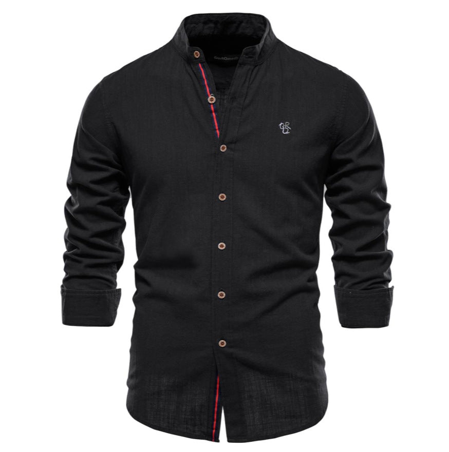 Men's Cotton-Linen Long Sleeve Shirt