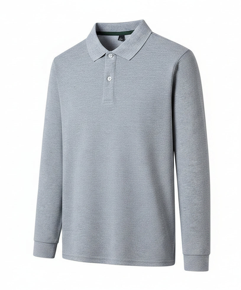Pearl Cotton Long-Sleeve Polo