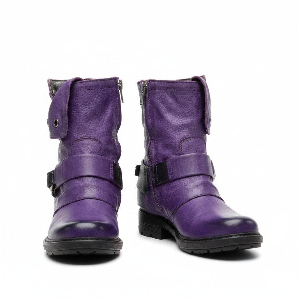 Comfortable Low Heel Ankle Boots with Buckle