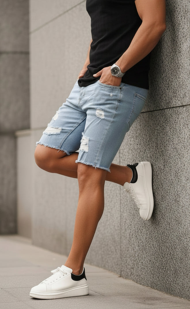 Men's Ripped Denim Shorts - New Style